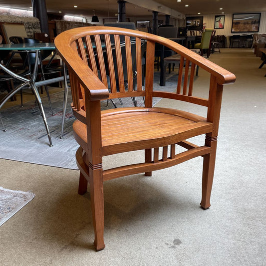 David Smith Teak Curved Slatted Back Accent Chair U ACCENT CHAIRS