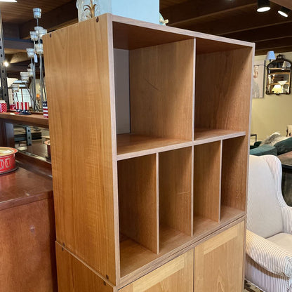 Teak Two Piece Two Door Cabinet with Cubbies