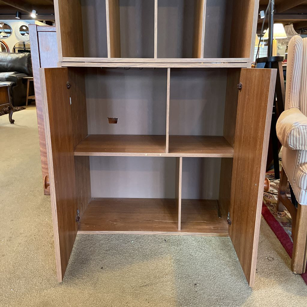 Teak Two Piece Two Door Cabinet with Cubbies