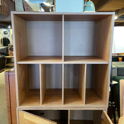 Teak Two Piece Two Door Cabinet with Cubbies