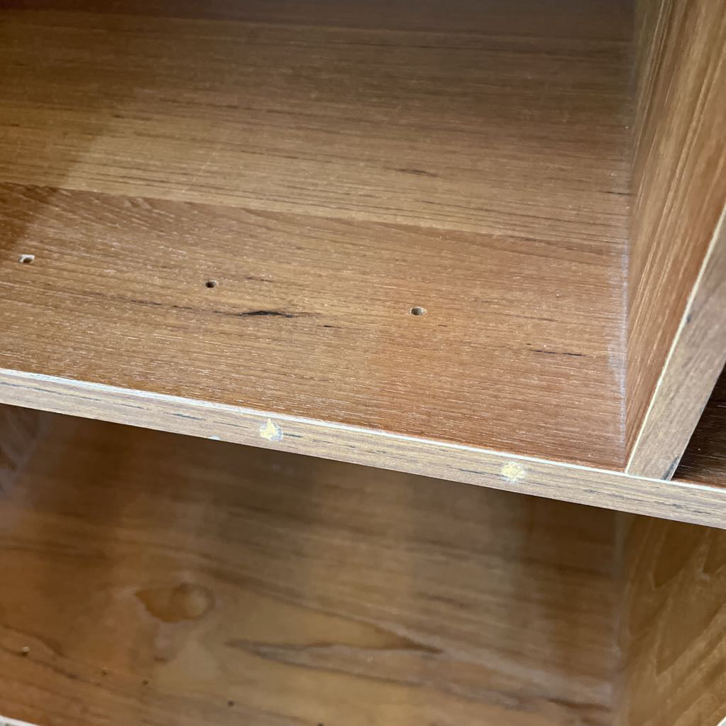 Teak Two Piece Two Door Cabinet with Cubbies