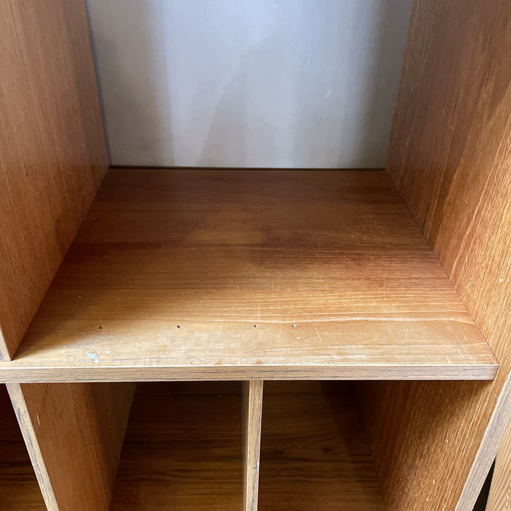Teak Two Piece Two Door Cabinet with Cubbies