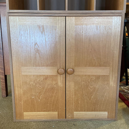 Teak Two Piece Two Door Cabinet with Cubbies