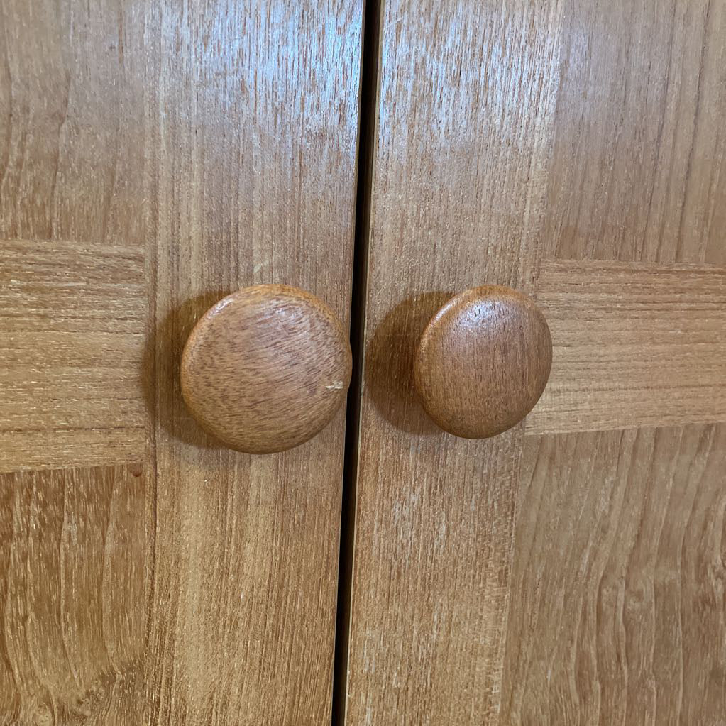 Teak Two Piece Two Door Cabinet with Cubbies