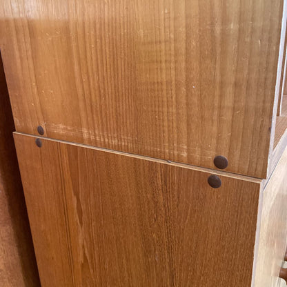 Teak Two Piece Two Door Cabinet with Cubbies