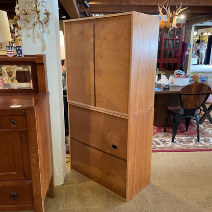 Teak Two Piece Two Door Cabinet with Cubbies