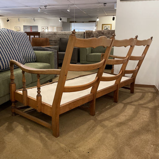 Maple Ladder Back Wood Frame Sofa with Finials