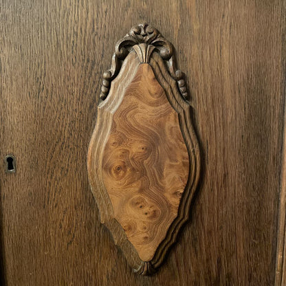 Low Two Drawer Cabinet with Burl Medalions (AS IS)