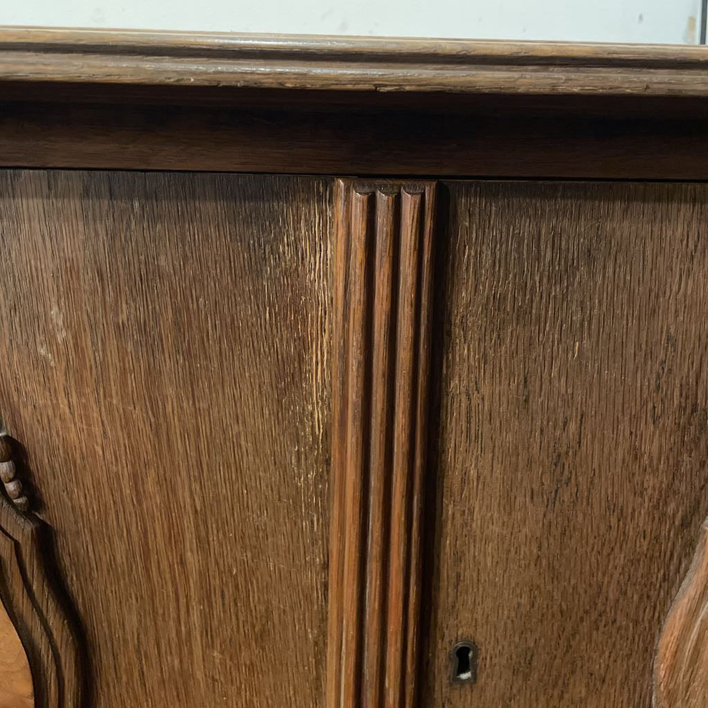 Low Two Drawer Cabinet with Burl Medalions (AS IS)