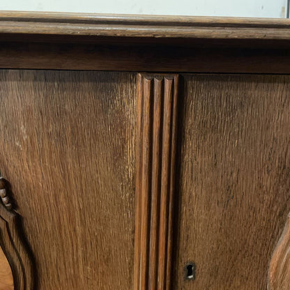 Low Two Drawer Cabinet with Burl Medalions (AS IS)