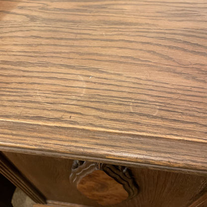 Low Two Drawer Cabinet with Burl Medalions (AS IS)