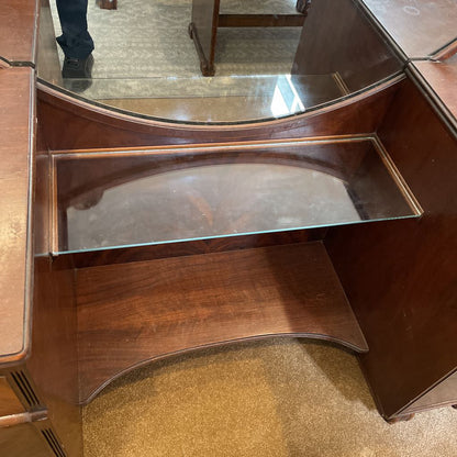 Glam Art Deco Vanity Circle Mirror & Stool