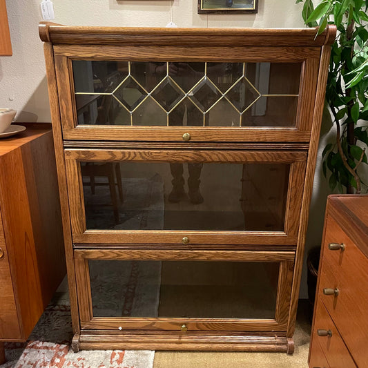 Low 3 Tier Barrister Bookcase w/Diamond Pattern Top Piece C BOOKSHELVES