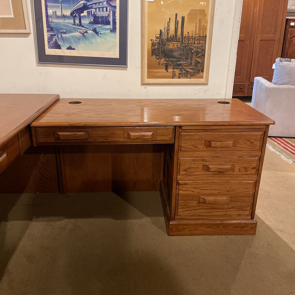 Large Oak Corner Desk