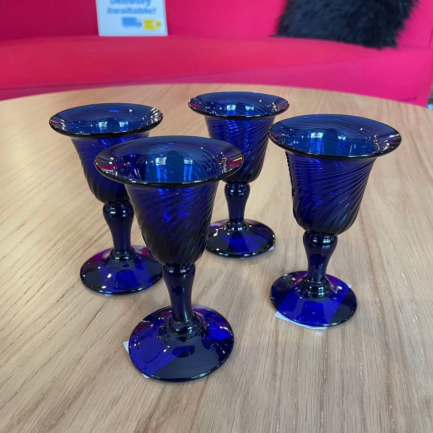Deep Blue Decanter w/Swirl Design (Set of 5)
