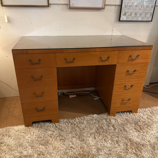 Birch Executive Desk w/Glass Removeable Top C DESKS