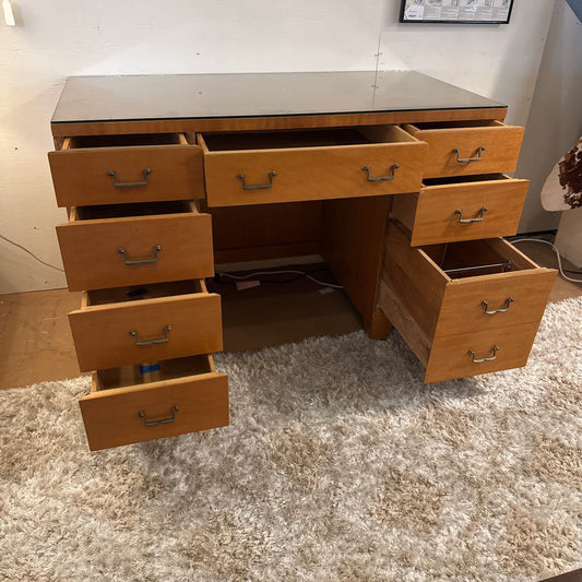 Birch Executive Desk w/Glass Removeable Top C DESKS