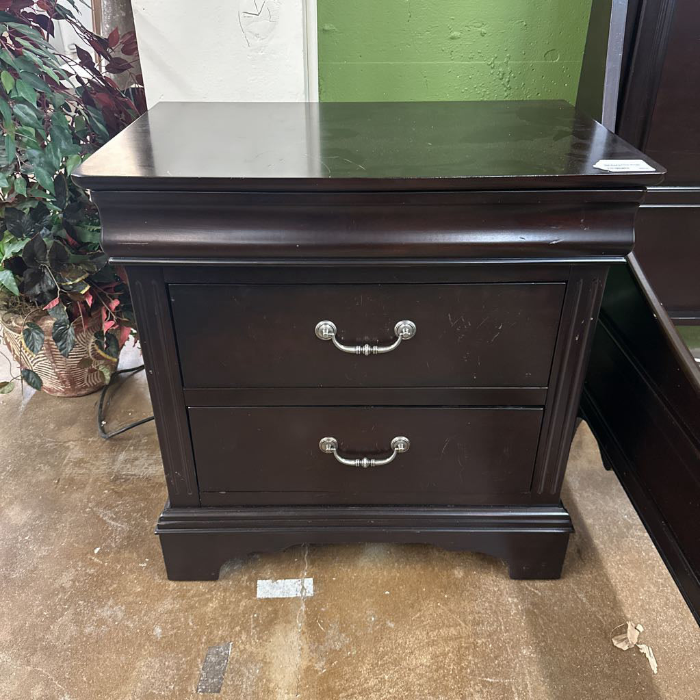 Dark Wood 3 Drawer Wooden Nightstand