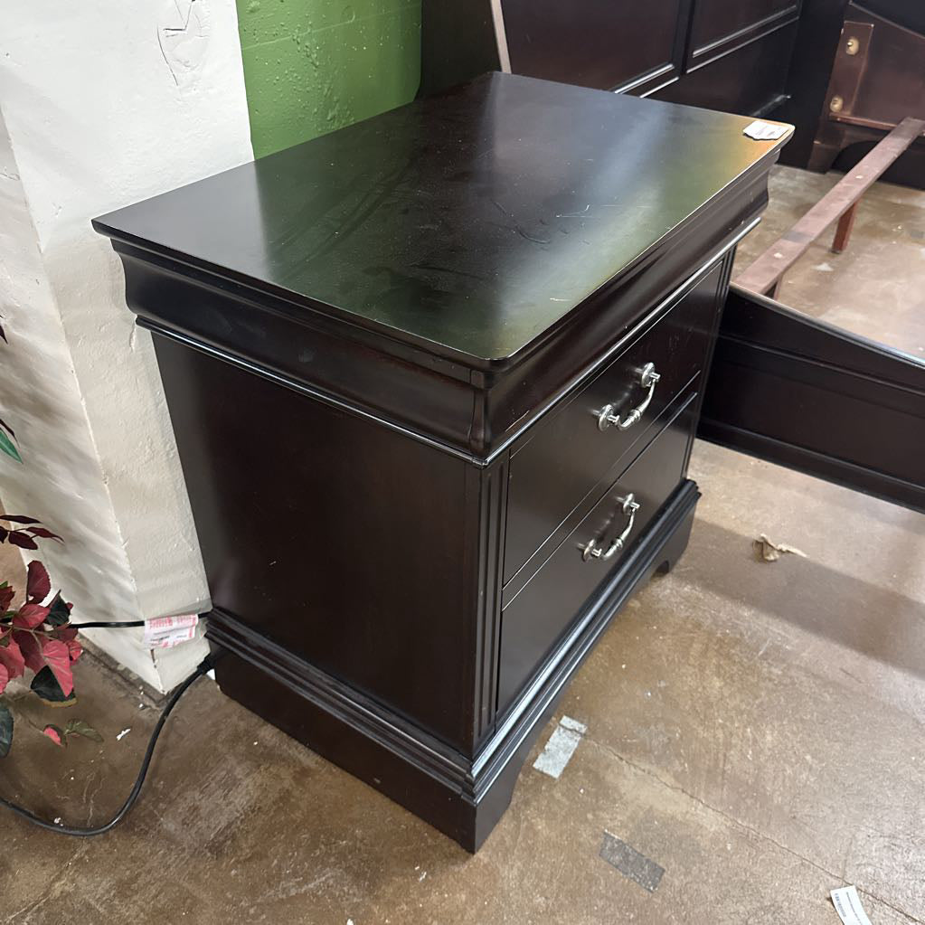 Dark Wood 3 Drawer Wooden Nightstand