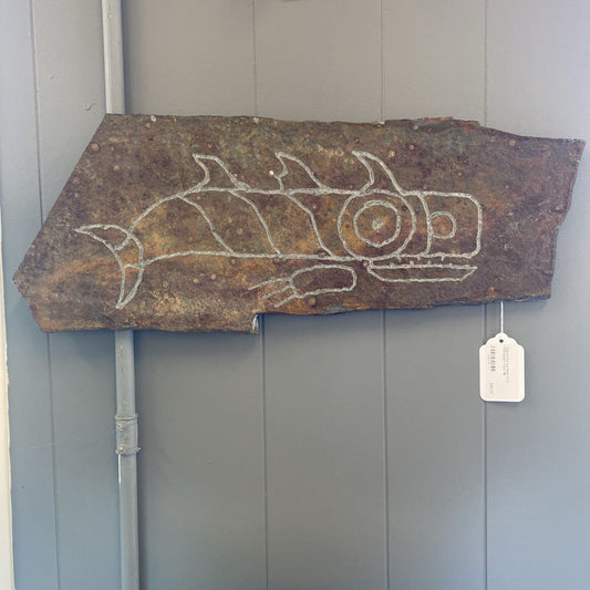 Signed Carved Slate Orca Petroglyph Copy