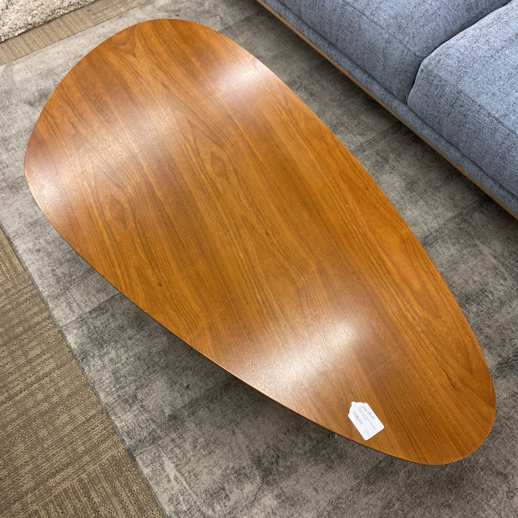 Chrome Base Walnut MCM Style Coffee Table