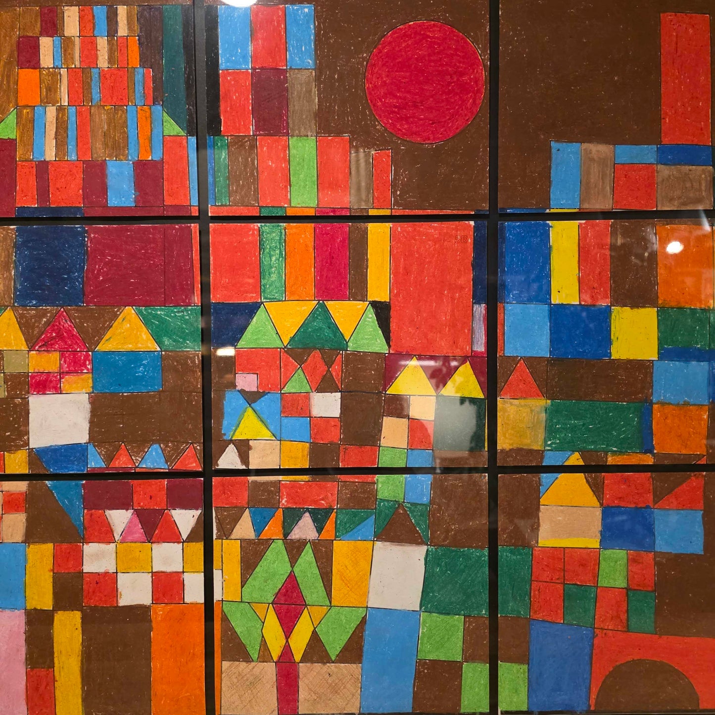 Framed Square Colorful Shapes Art