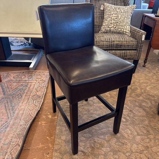 Brown Leather Counter Stool