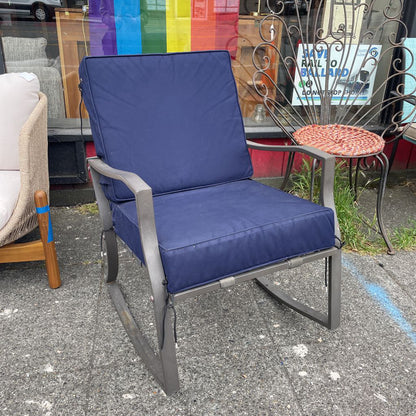 Navy Sunbrella Powder Coated Metal Outdoor Rocking Chair