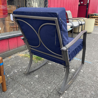 Navy Sunbrella Powder Coated Metal Outdoor Rocking Chair
