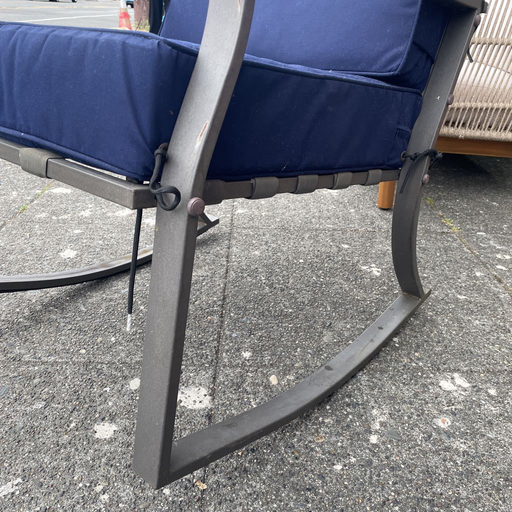 Navy Sunbrella Powder Coated Metal Outdoor Rocking Chair