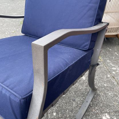 Navy Sunbrella Powder Coated Metal Outdoor Rocking Chair