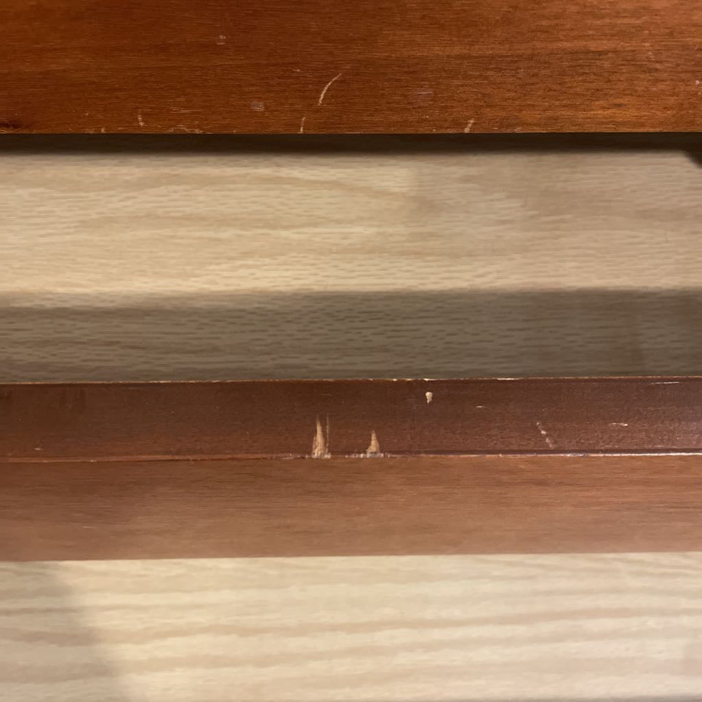 Lane Vintage Walnut and Burlwood Five Drawer Dresser