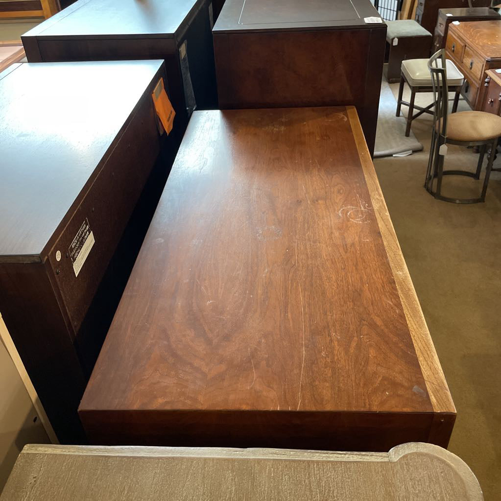 Lane Vintage Walnut and Burlwood Five Drawer Dresser