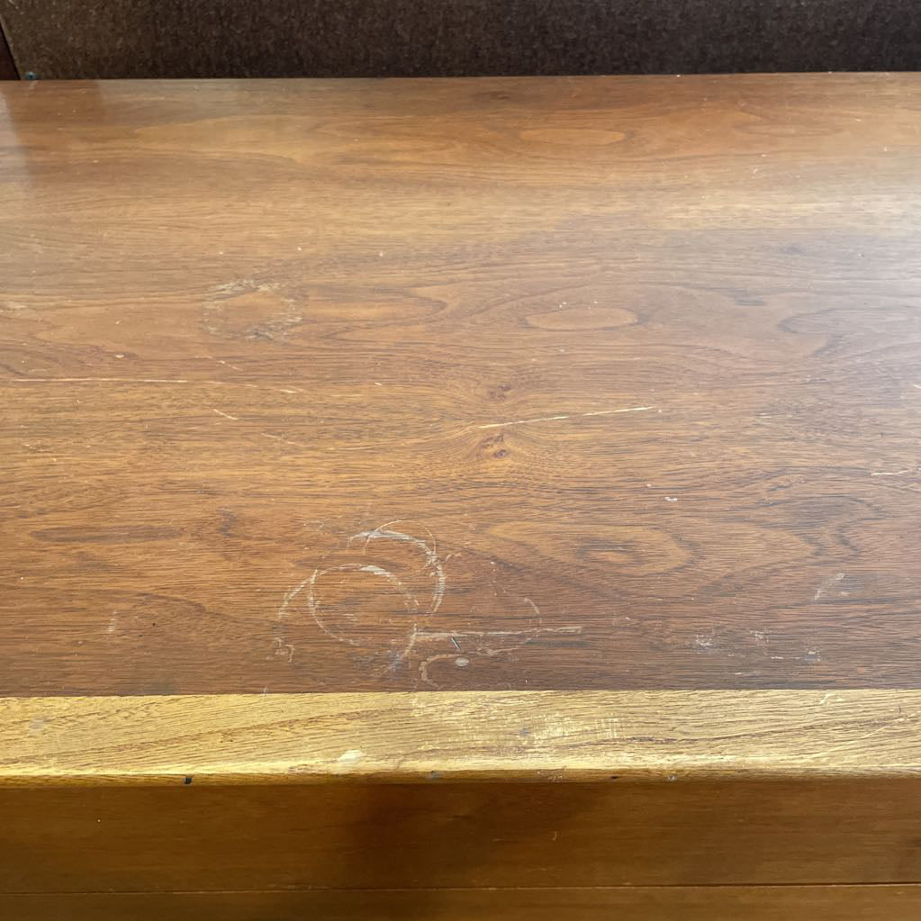 Lane Vintage Walnut and Burlwood Five Drawer Dresser