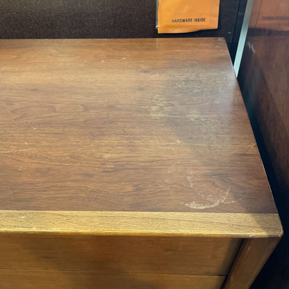 Lane Vintage Walnut and Burlwood Five Drawer Dresser