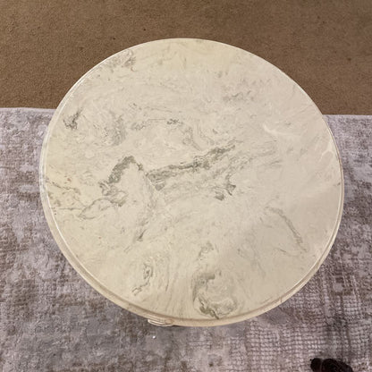 Marble Top & White Painted Wood Side Table