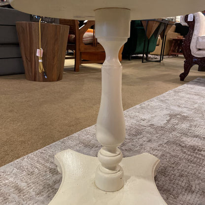 Marble Top & White Painted Wood Side Table
