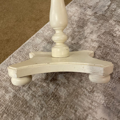 Marble Top & White Painted Wood Side Table