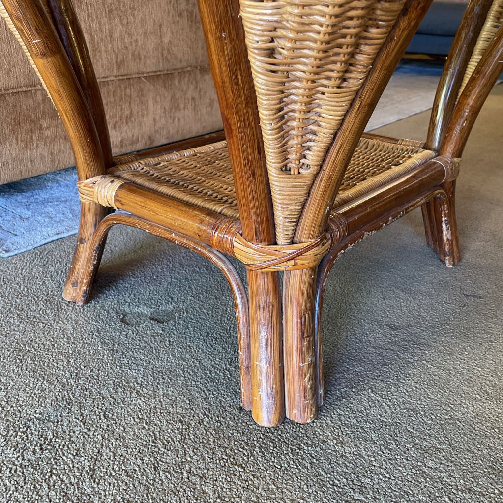 Woven Bamboo Glass Top Side Table C SIDE TABLES