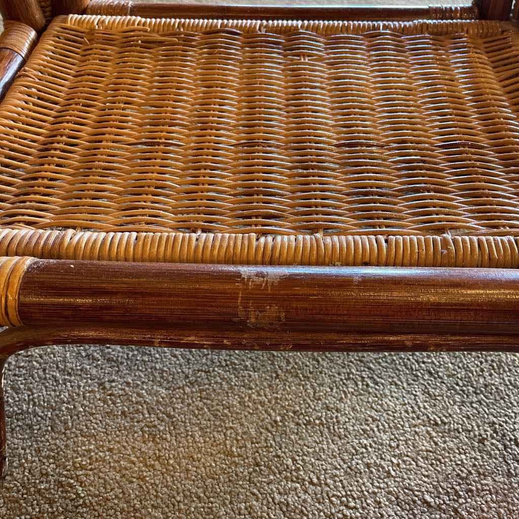 Woven Bamboo Glass Top Side Table C SIDE TABLES