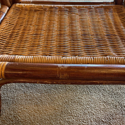 Woven Bamboo Glass Top Side Table C SIDE TABLES