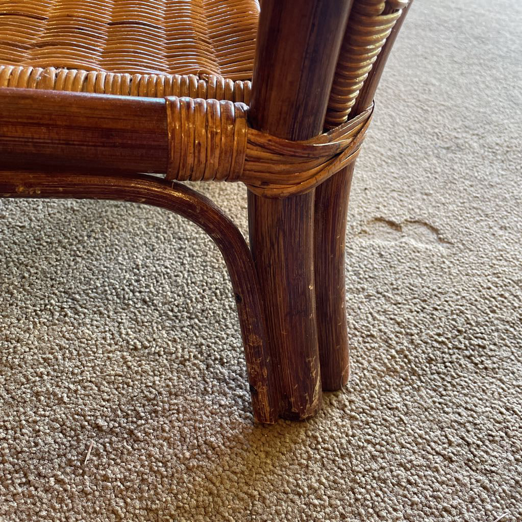 Woven Bamboo Glass Top Side Table C SIDE TABLES