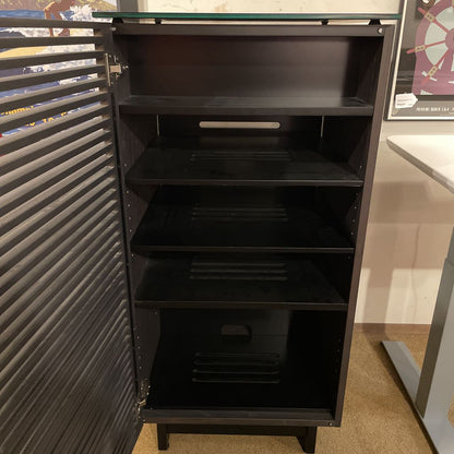 BDI Narrow Black Slatted Front Media Cabinet
