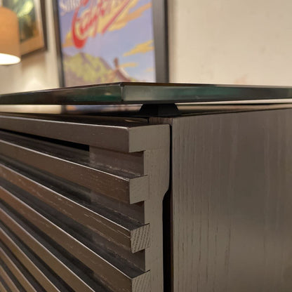 BDI Narrow Black Slatted Front Media Cabinet