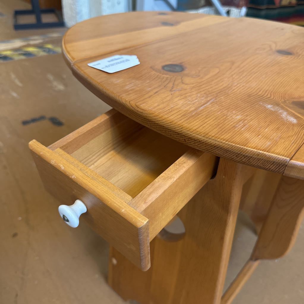 Small Occasional Table With Fold Up Leaves And Drawers C SIDE TABLES