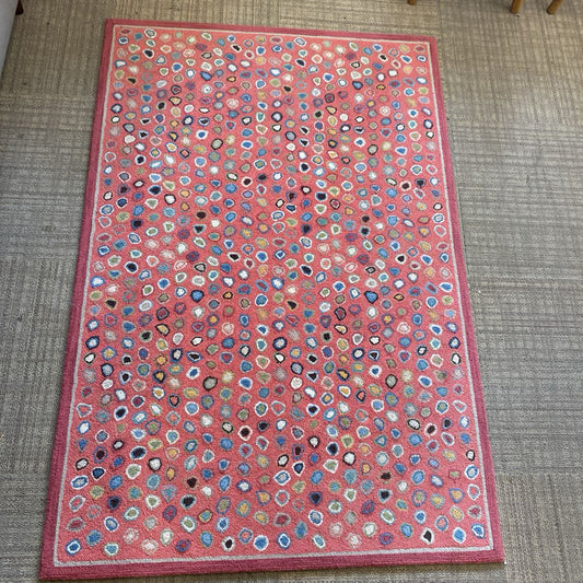 Contemporary Pink Multicolor Polka Dot Rug