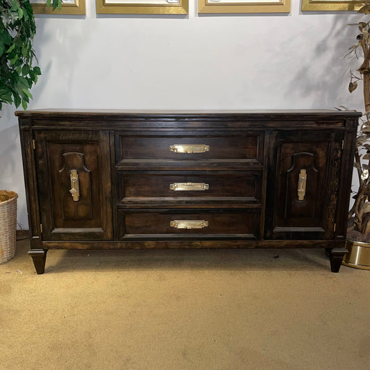 Dark Wood Vintage 3 Drawer 2 Door Buffet C SIDEBOARDS