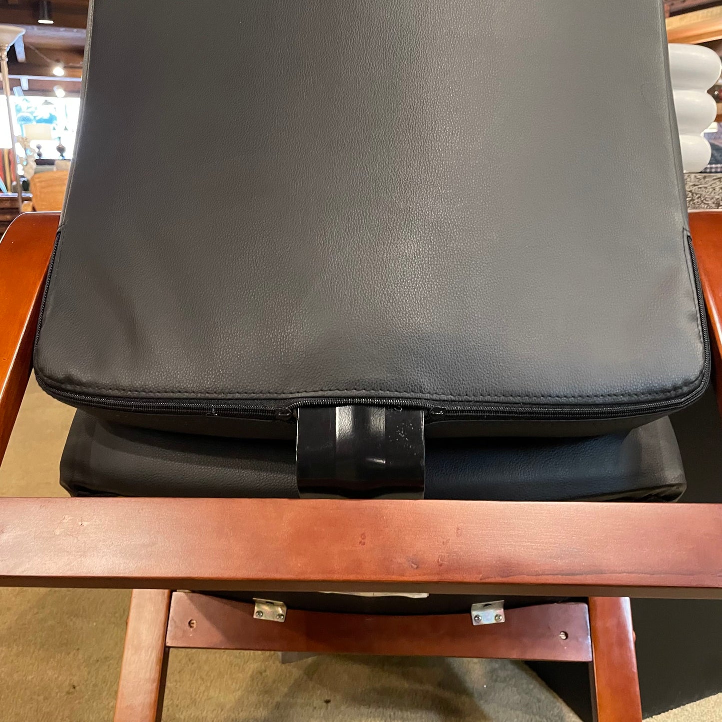 Faux Black "Leather" Wood Framed Office / Accent Chair