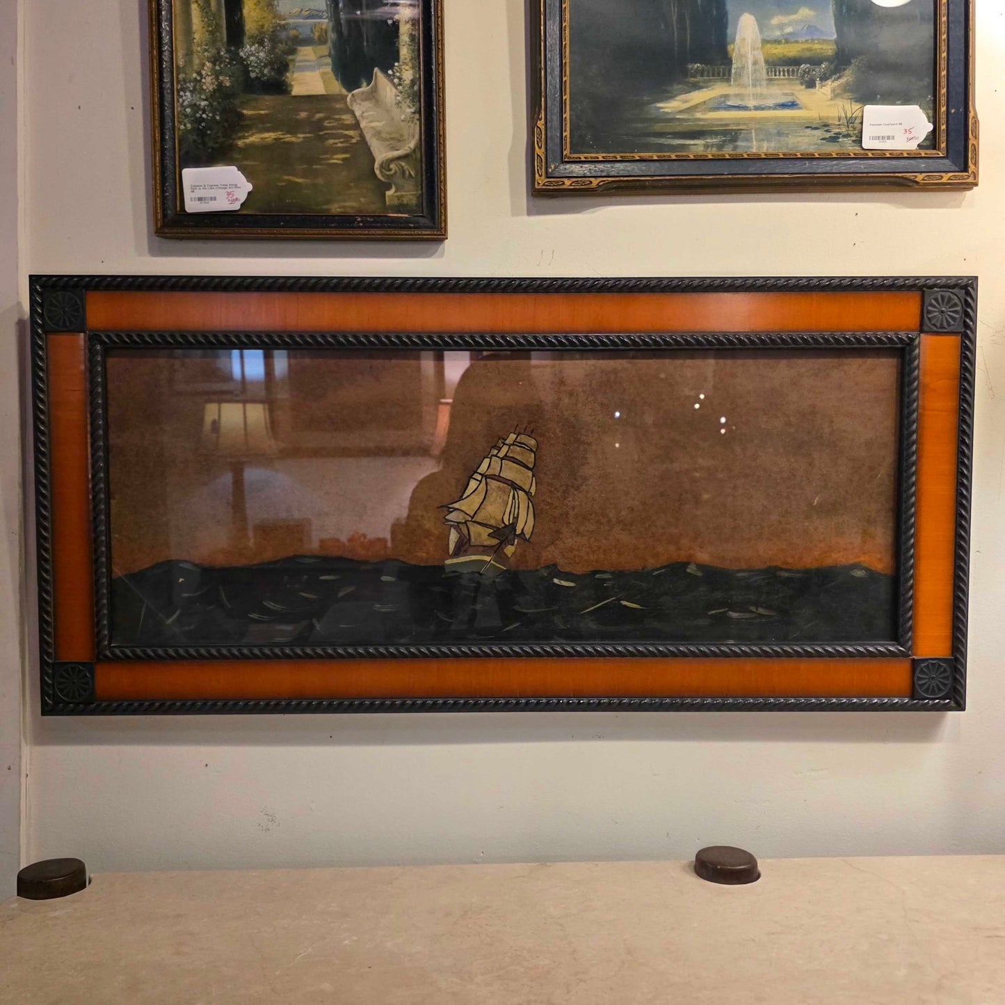Sailboat Painting Under Glass