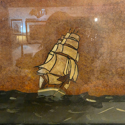 Sailboat Painting Under Glass